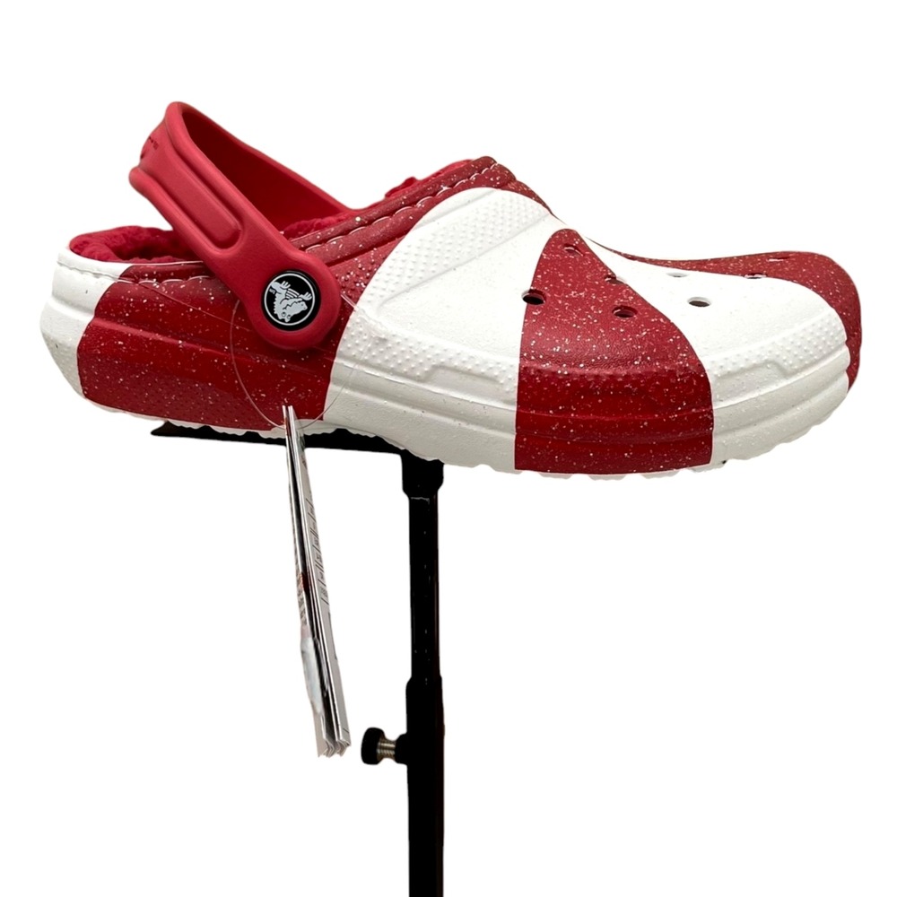 Crocs Big Kid Classic Holiday Lined Clogs Size 3 (J3) Peppermint Swirl Slip-on